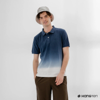 【Hang Ten】男裝-浸染漸層短袖POLO衫-深藍