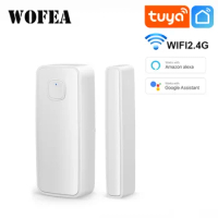Tuya Smart Wifi Door Sensor Open / Close Detector App Notification Battery Operated Support Alexa Google Home No Need Hub