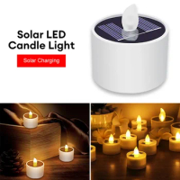 1 Pcs Solar Tea Light Led Candles Flameless Outdoor Waterproof Solar Tea Lights Rechargeable Candles for Party Garden Home Decor
