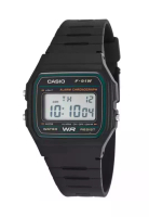 Casio Casio Digital Jam Tangan Pria Strap Karet Hitam F-91W-3D Original