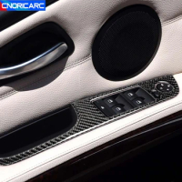 Carbon Fiber Door Armrest Window Buttons Frame Decorative Cover Trim For BMW 3 series E90 E92 E93 RHD LHD Interior Accessories