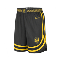 Nike 球褲 金洲 勇士 城市版 Warriors 2324 NBA 黑 金黃 復古 短褲 DX8702-010