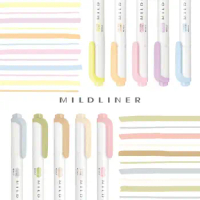 JIANWU 5Pcs/Set Mildliner Double-ended Highlighters Cute Soft Oblique Head Student Writing Marker Pen Kawaii Stationery Supplies