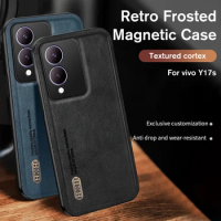 Magnetic Retro Frosted Back Cover For Vivo Y17s Shockproof Protective Case For vivo y17s y 17s Soft 