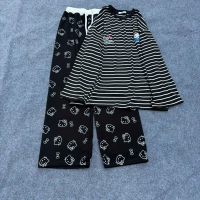 Set Bộ Áo Thun Dài Tay Kitty Habo mix quần xuông kitty phối cạp trắng