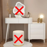 實木岩板奶油風收納櫃化妝台(80CM桌+3抽櫃（無鏡無凳）)