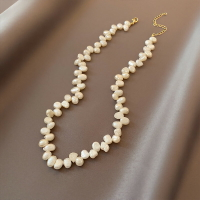 巴洛克不規則天然珍珠項鏈女夏鎖骨鏈時尚款異形頸鏈高級感配飾品