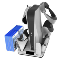 Charging Stand for PS VR2 PS5 Multi-function Cooling Charger Dock StationStand Base for PlayStation 5 VR Helmet Storage Holder