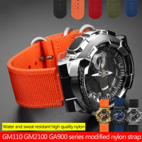 24*16mm Nylon Canvas Watchband For Ca-sio GM5600 GM110 GM2100 GA900 Male Modified Sports Watch Band Breathable Strap Bracelet