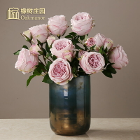 北歐高級玫瑰花仿真花絹花干花假花客廳茶幾餐桌高檔裝飾擺件花束
