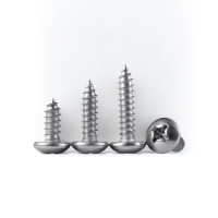 304 Stainless steel pan head screws /PA round head self-tapping screw M2.6/3/4/5*8/10/12/14/16/18/20/25/30/35/40/50
