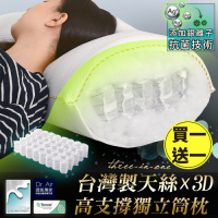 Dr.Air 透氣專家 台灣製四季用獨立筒枕 高支撐 彈簧枕 防蹣抗菌 天絲x3D雙材質 釋壓 銀離子(買一送一)