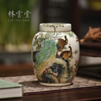 Lin Yuntang powder enamel peacock tea pot piggy bank nuts jingdezhen pastel high-grade tea