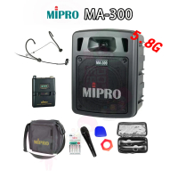 【MIPRO】MA-300代替MA-303SB(最新三代5.8G藍芽/USB鋰電池 單頻道迷你無線擴音機+1頭載式麥克風)
