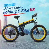 Keteles Folding Powerful Electric Bicycle Snowmobile Fat Wheel 26 Mountain Bike 4.0 Front And Rear Shock Absorption Fatbike
