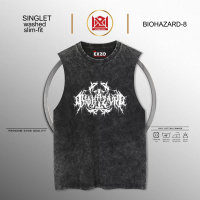 EXZO kaos SINGLET BIOHAZARD WASHED SLIMFIT cotton combed24s premium unisex tshirt