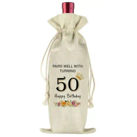50th Birthday Gifts Wine Bag Gift for Happy Anniversary for Husband Wife Sisters Dad Mom Pairs Well With Turning 50 Years Old