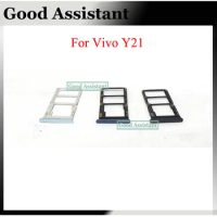 High Quality For Vivo Y21 V2111 VivoY21 Sim Tray Micro SD Card Holder Slot Parts Sim Card Adapter Replacement