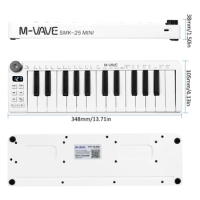M-VAVE SMK-25mini MIDI Keyboard Rechargeable 25-Key MIDI Control Keyboard Mini Portable USB Keyboard 1 Knob