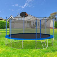Back Yard Heavy Duty RecreationalTranpolines Trampolin to Exercise Trampoline Safety Enclosure Net and Ladder Blue Tramboline