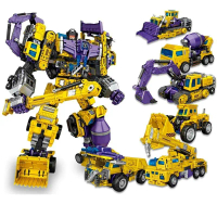 Mainan Edukasi NBK Mainan Rakit Robot Devastator Transformer 6 in 1 - 3349 - Yellow Viral