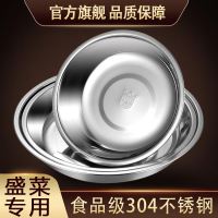 加厚食品級304不銹鋼盤子圓盤家用菜碟子裝菜盤子蒸盤圓形鐵盤淺