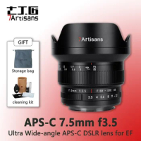 7Artisans 7 artisans 7.5mm F3.5 Wide angle Manual Focus APS-C DSLR SLR Camera Lens for Canon EF 77D 80D Nikon F Mount D7500 D90