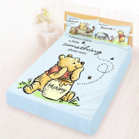 享夢城堡 雙人床包枕套5x6.2三件組-迪士尼小熊維尼Pooh 蜂蜜小事-米黃.藍