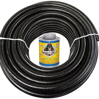 25 Feet x 1.5 Inch Black Flexible PVC Pipe, Hose and Tubing for Koi Ponds, Irrigation and Water Gardens.