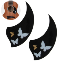 Ukulele Pickguard 26 Inch Tenor Hawaii Guitar Scratch Plate Adhesive Soft Self Stick Black Parts Pack of 2