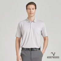 【Emilio Valentino 范倫鐵諾】男裝 吸濕速乾涼爽彈性印花胸袋短袖POLO衫_奶茶色(66-4V8112)