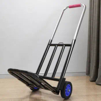 Household Trolley Folding Portable Handling Box Tractor-Trailer Loading Trolley Shopping Materials Small Pull Rod Car