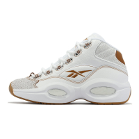 Reebok 籃球鞋 Question Mid 男鞋 白 咖啡 裂紋 避震 包覆 艾佛森 球鞋 Tobacco 100033893