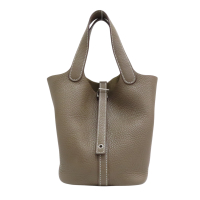 【二手名牌BRAND OFF】HERMES 愛馬仕 大象灰 Togo皮革 Picotin 18 手提包 Z刻