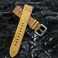 Leather Watch Strap 20mm 22mm For IWC XiaoMi HuaWei GT2 3 PRO Luxurious Handmade Stitching Wrist Watch Band High Quality