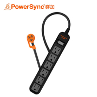 【PowerSync 群加】直立式1開6插延長線-黑色 1.2M【三井3C】