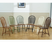 美式實木餐椅靠背椅子家用橡木溫莎椅北歐復古凳子休閑咖啡廳椅子