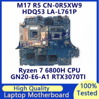 CN-0R5XW9 0R5XW9 R5XW9 For DELL M17 R5 Laptop Motherboard With Ryzen 7 6800H CPU GN20-E6-A1 RTX3070TI LA-L761P 100% Tested Good