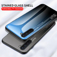 OnePlus Nord AC2001 AC2003 Case Gradient Grain Tempered Glass Hard Back Cover for OnePlus 8 Nord AC2001 AC2003 Silicone Bumper