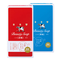 【日本牛乳石鹼】牛乳香皂3入X6盒(角鯊烯/椰子油/紅盒-玫瑰滋潤/藍盒-茉莉清爽)