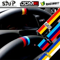 2PCS Car Steering Wheel Stripe Sticker Bicycle Stickers Universal MUGEN France Germany National Flag Decals Styling Adesivo Para
