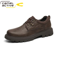 Camel Active New Genuine Leather Men Casual Shoes Comfortable Fashion Footwear Soft Cowhide Male Lace-up Shoes