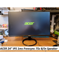 ACER 24" IPS Frameless Freesync 75hz,Ultra Thin LED monitor, 1ms, Builtin Speaker, 1080p ,Almost New