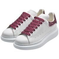 ALEXANDER MCQUEEN 經典亮片厚底休閒鞋(白/粉色)