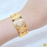(Beli 2 Bonus 1 Random)Gelang Rantai Plat Bulat Tsc Rantai 2 Susun Warna Emas 22k Kualitas Premium|A
