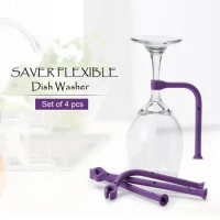 4pcs/set Flexible Silicone Stemware Saver Wine Fixed Rack Dishwasher Holder Rack Wine Glass Holder Bar Kitchen Tools