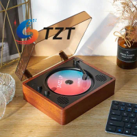 TZT Bluetooth CD Player Disc Player (Cherry Wood/White) with Built in Speaker Enables Lossless Sound Quality