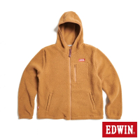 EDWIN 男裝 露營系列 紅標後搖粒絨刺繡外套(褐色)