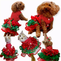 Migo Design LIMITED EDITION 46 Baju Kucing/ Anjing Dress Polkadot Merah Hijau Natal Rok Tutu Tile Gl