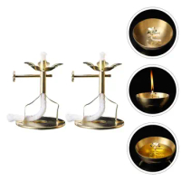 2Pcs Oil Lamp Core Butter Lamp Adjustable Wick Holder Telescopic Wick Lamp With Stand Buddha Supplies